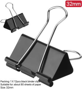 Heavy duty bInder clip 2" 1 5/8" 1 1/4" 1" 3/4" sold per box of 12 pieces fold back clip bullclip metal binder clip big binder notebook metal clip long tail clip foldback clips paper binder clip black binder clips foldback clips schoolsupplies