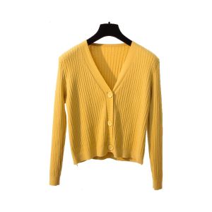 PM✿ Womens Short High Waist Sweater Coat Simple Long Sleeve Knitted Cardigan