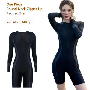 Longsleeve Rashguard for Women Terno with Zipper One Piece Beach Outfit Fashion Swimsuit Sunproof SPF50+ Xl XXL