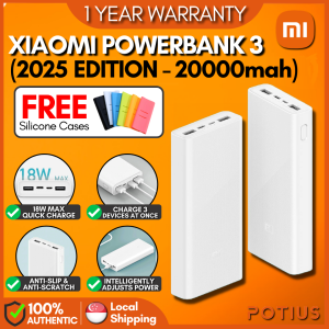 🇸🇬【𝟮𝟬𝟮𝟱 𝗘𝗗𝗜𝗧𝗜𝗢𝗡】Xiaomi Mi Powerbank 3 PLM18ZM 20000mAh Upgrade 2C Version 18W Fast Charge Dual Input Output Port