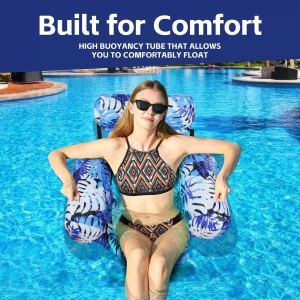 New Swimming Pool Inflatable Floating Raft Foldable Striped Floating Bed Water Inflatable Floating Bed Single lounge Chair