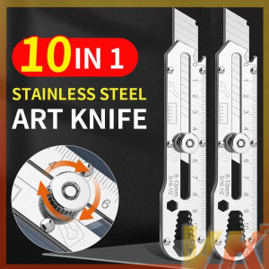 Stainless Steel Utility Knife Multifunction Retractable Box Cutter Art Ruler Bottle Wrap Opener