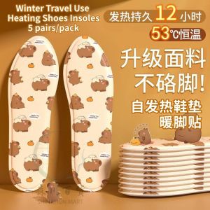 5 pairs/pack Winter Travel Use Heating Shoes Insoles 一次性自发热暖足鞋垫 男女款艾草鞋垫暖脚神器 发热暖足鞋垫 冬天防寒装备