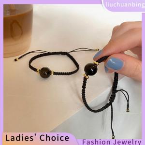 [COD] liuchuanbing Jewellery New Obsidian Lucky Beads Strawberry Bracelet Womens Woven Couple Bracelet Gift