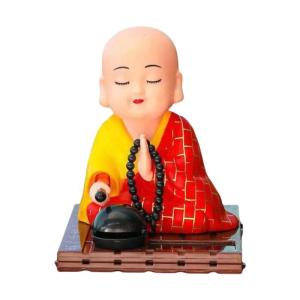 Nodding Buddhist Monk Car Ornament Solar Energy ABSDashboard Decoration Little Monk Figurine Ornament for Home
