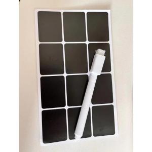 12 PCS Waterproof Chalkboard Labels Spice Organizer Label for Household Kitchen Jars Blackboard Stickers with White Pen