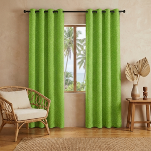 【New Arrival】7Ft Green Curtains Semi Blackout Detachable With 6 Rings for window or Door Home Curtain Size 130x220cm 1PC COD