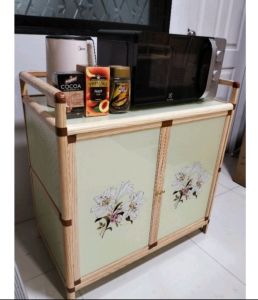 ตู้กับข้าว 2 ชั้น กระจก ตู้เก็บของ คู่กระทะหัว ขนาด 43.5x77x77 สมาชิกและคู่กระทะหัว