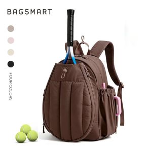 BAGSMART Tennis Backpack Gym Bag Holds 2 Rackets w/ Shoe Compartment 15.6" Laptop Bag Travel Duffle Bag for Court Off-work Overnight Weekend