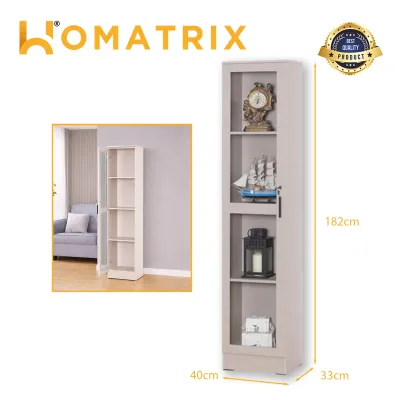 HOMATRIX Display Glass Cabinet Single Door Living Room Side Storage Almari Kaca Rak Hiasan Satu Pintu (1ft*6ft) HM2302