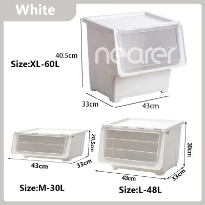 NEARER Plastic Multifunction organizer storage Stackable Flip Top Storage Basket wardrobe Box with wheels for Clothes/Toys/Book/Snacks Organizer storage organizer box