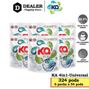 KA 4in1 Laundry Capsules Refill 54 Pods x 6 Packs (324 Pods)–Universal