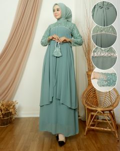 COD-GAMIS KONDANGAN MEWAH BAHAN TILE BROKAT APLIKASI PAYET MUTIARA-GAMIS TILE WANITA KEKINIAN TAHUN 2023