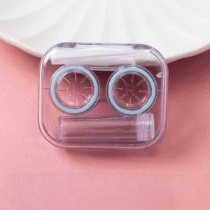 Macaroon Lens Case Travel Ins Style Transparent Colorful Contact Lens Case with Mirror and Cleaning Kit