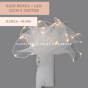 RENDA BUNGA + LED DENGAN 3 MACAM TIPE NYALA LAMPU UNTUK PEMANIS BUKET BUNGA JARING RENDA