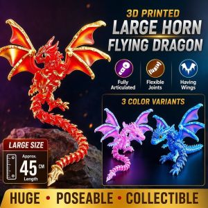 3D Printed Flying Dragon Figurine Movable Joints Winged Dragon Figure Articulated Dragon Model Fidget Toy Desktop Decoration