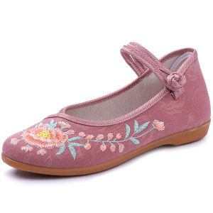 [Free Shipping] Yanxi Summer Cloth Shoes WomenS Breathable Soft Sole Hanfu Embroidered Shoes Non-Slip Slip-On Mom Shoes
