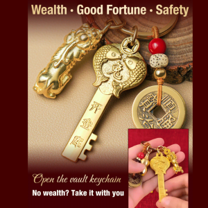 Zodiac Gold Keychain For Opening Gold Vault Key Pure Brass Gourd Five Emperors Coins Good Luck Fortune Pendant 纳福招财吊坠
