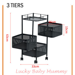 Square Kitchen Rotating Storage Box Basket Trolley Rack Vegetable Floor Storage Organizer Shelf Organiser