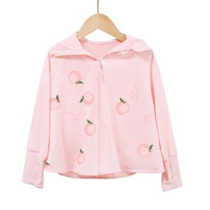 SHEBE668 หมวกสำหรับเด็ก เสื้อฮู้ดกันแดดสำหรับเด็กพร้อมผ้าคลุมหน้า บางและบาง แขนยาวแขนยาว แจ็คเก็ตกันแดดฤดูร้อน ระบายอากาศได้ระบายอากาศ แขนเสื้อแขน เสื้อผ้าป้องกันแสงแดดสำหรับเด็ก 3-12ปี