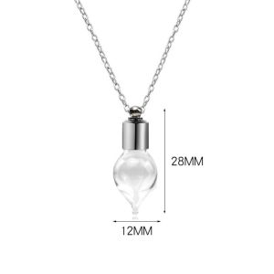 BESTOURO Ashes Holder Glass Bottle Necklace Transparent Glass with Chain Memorial Necklace Portable Keepsake Perfume Vial Pendant