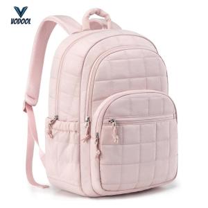 Nylon Quilted College Laptop Backpack Casual Daypack for Girl 15.6 Inch Laptop [Vodool Center]