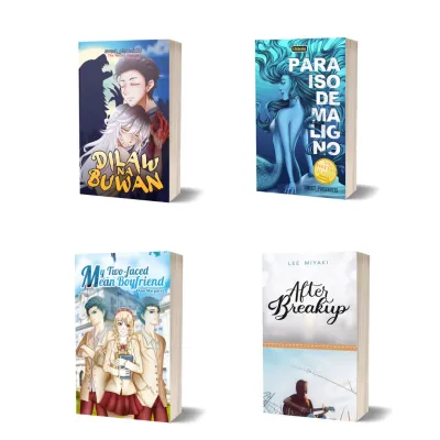 Bundle of 4 Tagalog Wattpad Books - Dilaw na Buwan + After Breakup + My Two-Faced Mean Boyfriend + Paraiso de Maligno