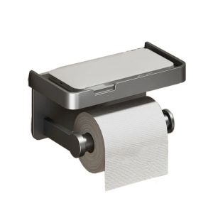 SUNNY BAR Aluminum Alloy Toilet Paper Holder Wall-Mounted Rustproof Tissue Rack Modern Self Adhesive Paper Roll Storage Shelf Bathroom