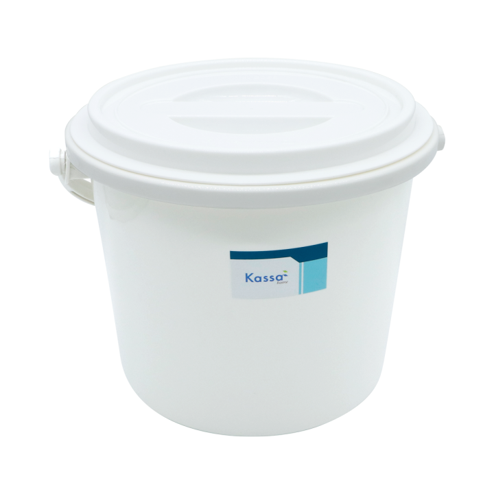 กล่องใส่ข้าวสารทรงกลมพร้อมฝาปิด KASSA HOME รุ่น JCJ-2052 ขนาด 6 กก. สีขาว