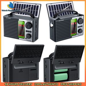 Vktech Compact Solar Radio with AM FM SW Bands and LED Flashlight for Camping Trips