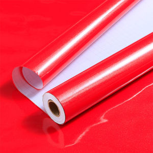 EHOME   Red color 40cm X 500 cm  painted surface wallpaper home decor wall sticker cabinet renovation kitchen fume sticker DIY Heat-resistant waterproof oil-proof easy to wipe