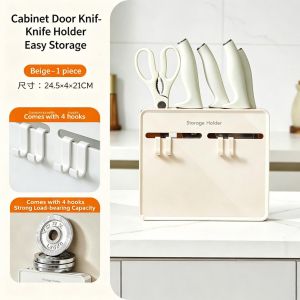 Mishilei Knife Holder with Safety Groove Knife Storage Rack Wall-mounted Knife Holder with Adhesive No-drilling Mount Rust-resistant