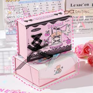 DAITING Desktop Storage Supplies Cute Girl Heart Pu Leather Magnetic Flip Card Box Student Desktop Small Card Storage Box