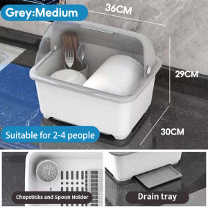 Kitchen Dish Rack With Cover kitchen Organizer Rack Rak Pinggan Sinki Mangkuk Rack Storage Box Dish Drying Rack Rak Letak Barang Kotak Sumpit  碗筷收纳盒