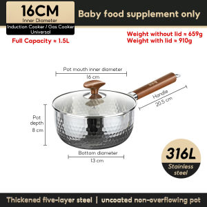 Cooking Pot 16/20/24 Saucepan Yukihira Pot Mini Milk Pot Baby Food Pot 316 Stainless Steel