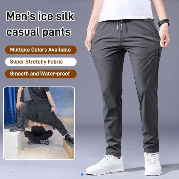Men’s Ice Silk Casual Pants Seluar kasual lelaki baharu yang boleh ...