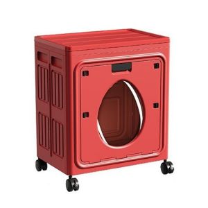 LETOY Flip-Top Design Folding Storage Box with Wheels Space Saving Clothing Storage Cabinet Portable Large Capacity Clothes Organizer For Living Room