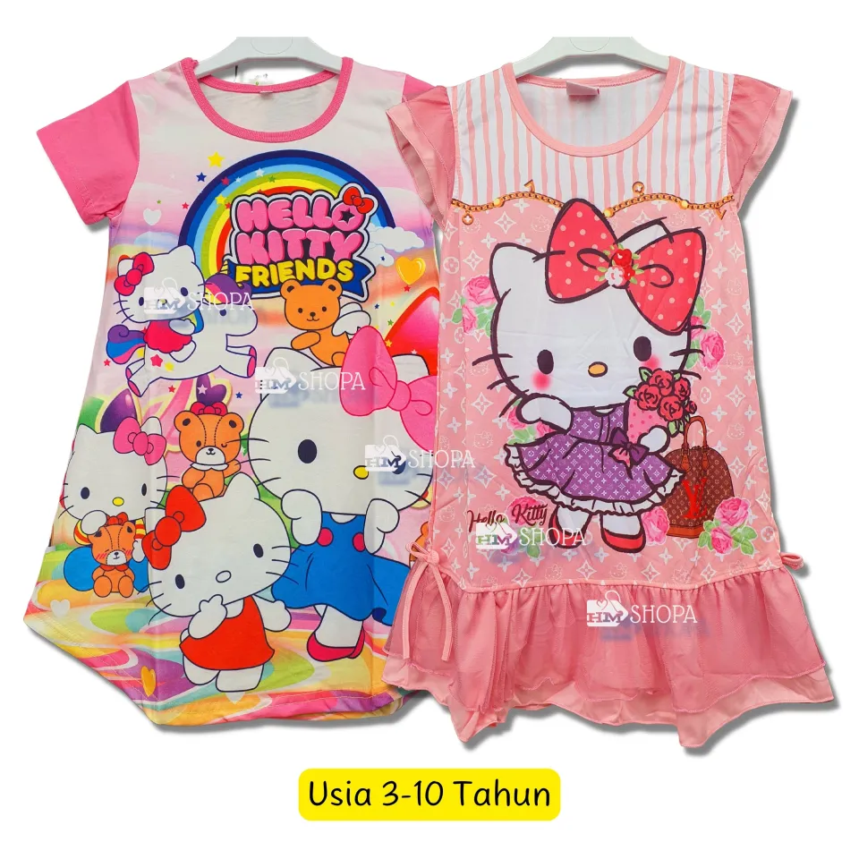 HMshopa - Baju Dress Anak Perempuan Hello Kitty 3-10 tahun karakter kartun  lucu bahan halus | Lazada Indonesia