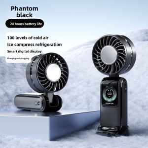 Quạt cầm tay với năng lượng gió tăng 100 cấp & Màn hình LED kỹ thuật số nhẹ & di động