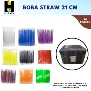 *[WHOLESALE - 1 BOX/3000 PCS] Transparent Boba Straw 21cm/ Disposable straw / Black