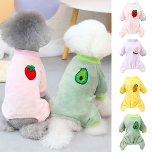 Pet Jumpsuit Fruit Pattern All-match Skin-friendly Pet Puppy Four-leg Fleece Bodysuit Clothing or Small Dogs Lovely Pet Apparel