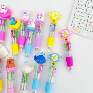4-in-1 Multicolor Cartoon Ballpoint Pen Cute Mini Retractable Pen for Kids Birthday Gift Goodie Bag Filler Stationery