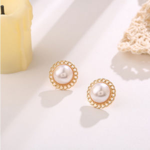 Anting Titanium Korea Perempuan Dewasa Hiasan Bulat Mutiara Pearl Aksesoris Fashion Wanita ANT74