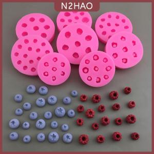 N2HAO 1 cái Khuôn Silicone Quả mâm xôi Việt Quất 3D khuôn kẹo mềm trái cây mô phỏng tự làm khuôn làm bánh quy sô cô la dụng cụ trang trí bánh