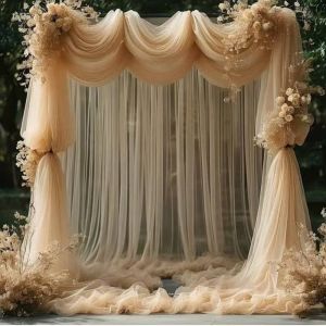 MUNCHX 75cm X 6M Wedding Tulle Arch Elegant White Pink Sheer Drapes Fabric Draping Material Arch Draping Fabric Wedding