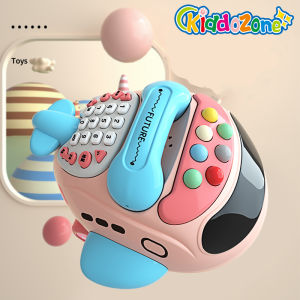KiddoZone Baby Cell Phone Toy Cartoon Airplane Toys for Learning and Play Early Education Simulation Fixed Phone with Multifunctional Music Story Stars Projection and Hamster toy Gift for 0-1 Year Old Kids