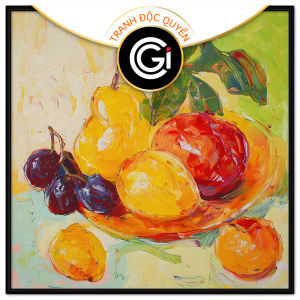 Tranh tĩnh vật hoa quả. Tranh treo tường dán tường sơn dầu tranh trí canvas. CGI-1489
