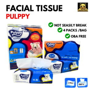 Facial Tissue soft pack 2 ply Pulppy/ Tisu muka lembut 2 helai/ Facial Tissue OBA Free/ Vigin Pulp Facial Tissue 4 Packs