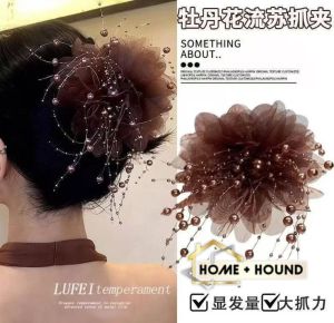 HOME + HOUND Peony Flower Plastic Hair Claw Fashion Sequin Tassel Hair Accessories Women