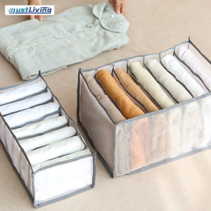 JustLiving Household Cabinet Jeans Compartment Storage Box Closet Clothes Drawer Mesh Separation Box Stacking Pants Drawer Divider Can Washed Home Organizer Fabric Storage Bag